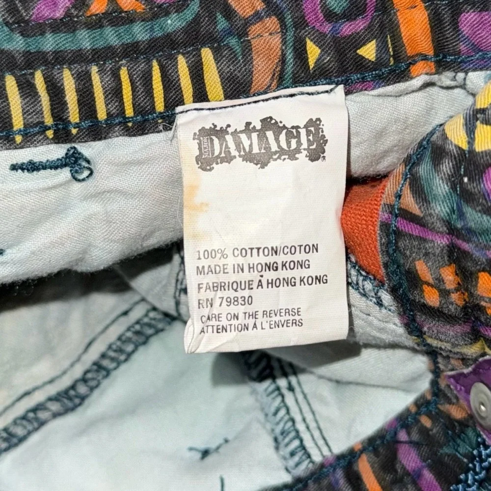 VTG 80 90s Major Damage Patchwork Denim Shorts Sz 22 Rare Y2K Hip Hop Streetwear